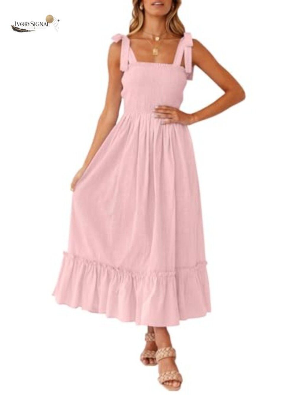 ZESICA Womens Boho Spaghetti Strap Maxi Dress